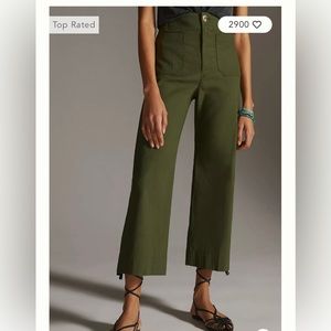 Maeve Colette Wide Leg Crop in Olive Green, Size 26